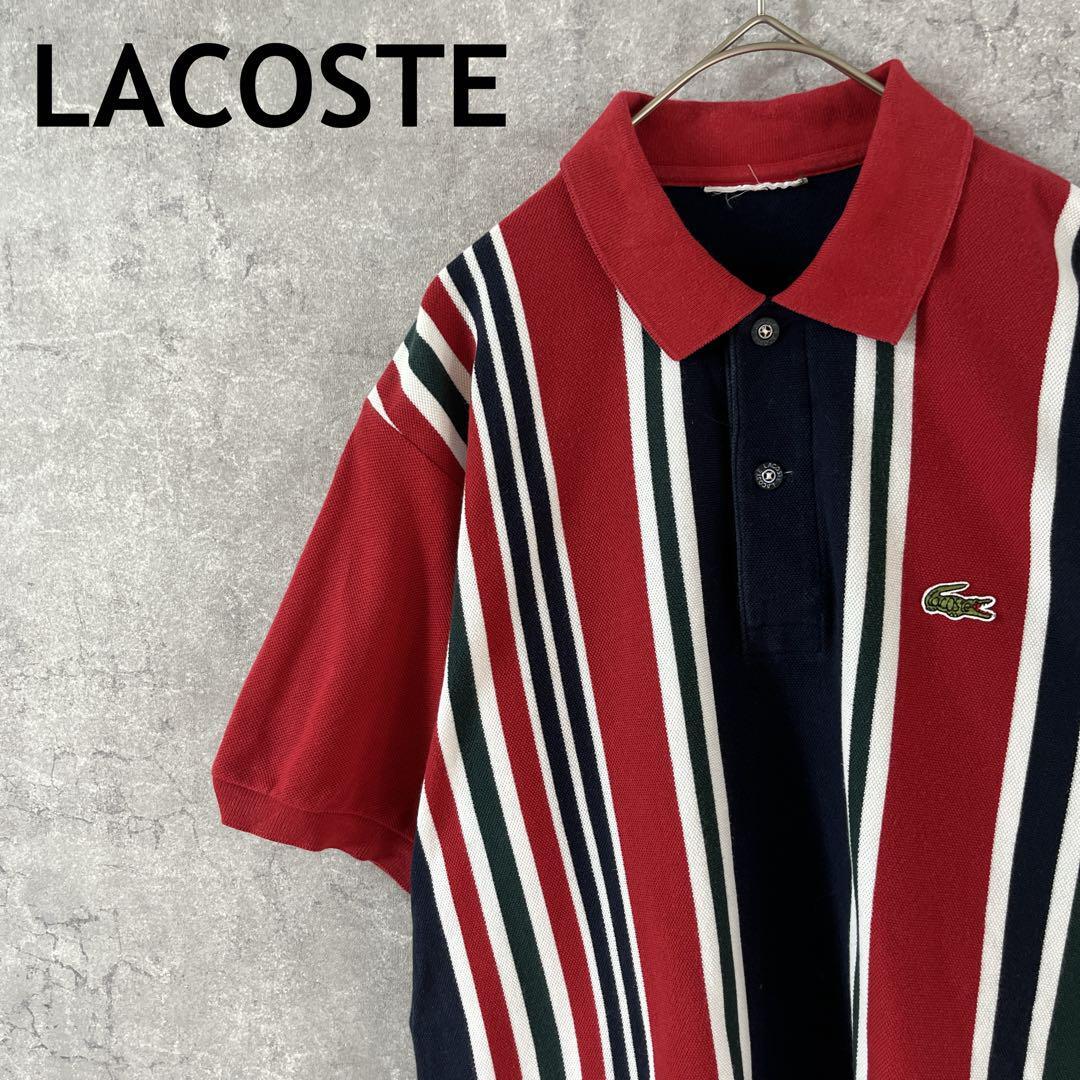 LACOSTE ストライプ ポロシャツ 半袖 Sメンズ相当 グラデーション鹿の子拍卖