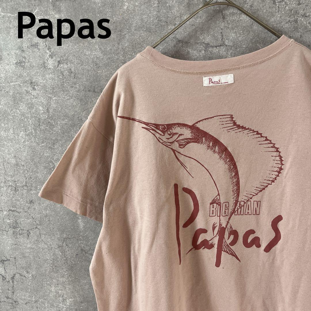 Papas カジキマグロプリントTシャツ 半袖 ピンク系 Sメンズ拍卖