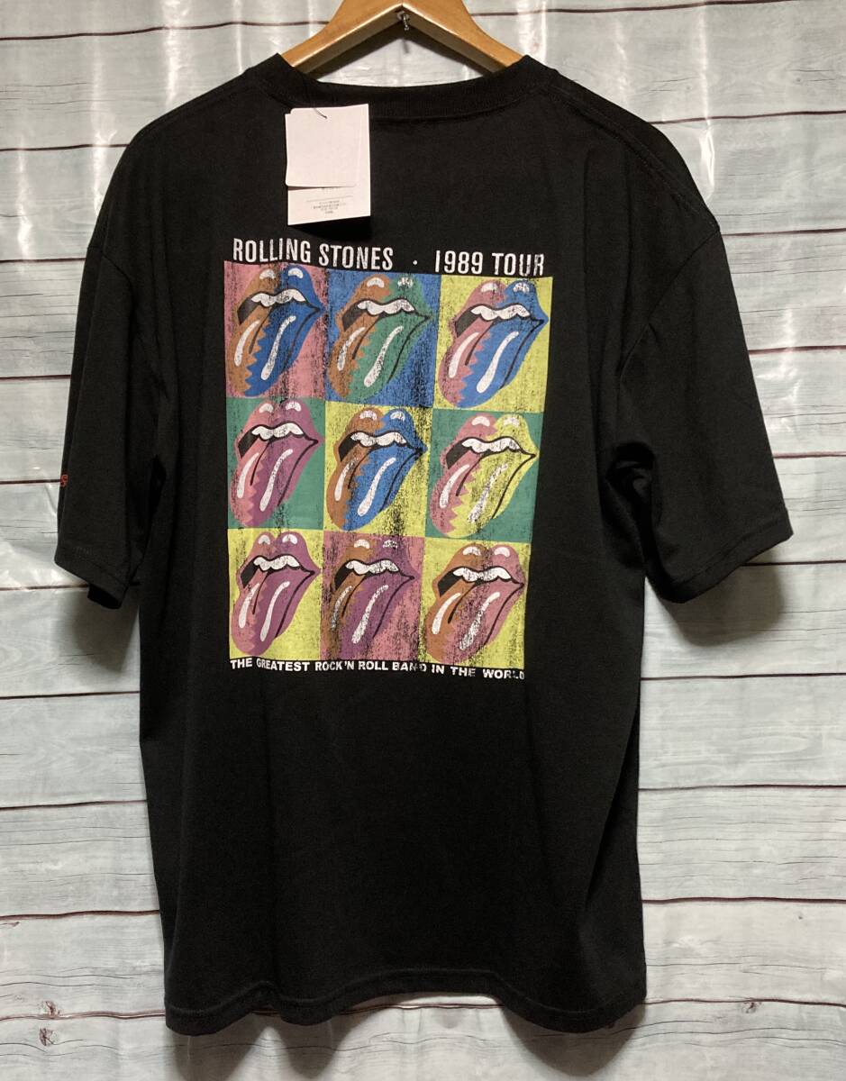 新品タグ付き しまむら /ザ・ローリングストーンズ 黒Tシャツ 希少LLサイズ The Rolling Stones バックプリントめっちゃカッコいい拍卖