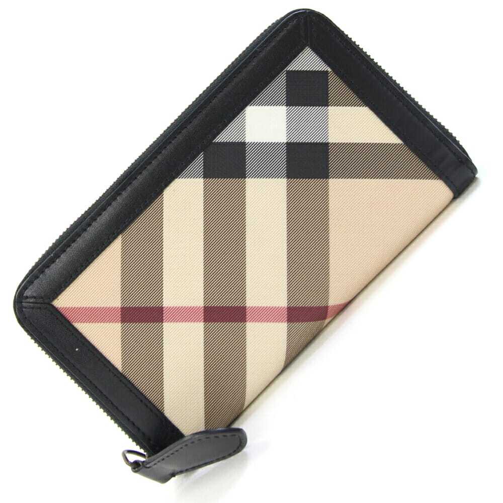 バーバリー ラウンドファスナー長財布 べージュ ブラック レッド PVC レザー 中古 ラウンドジップ ノバチェック拍卖