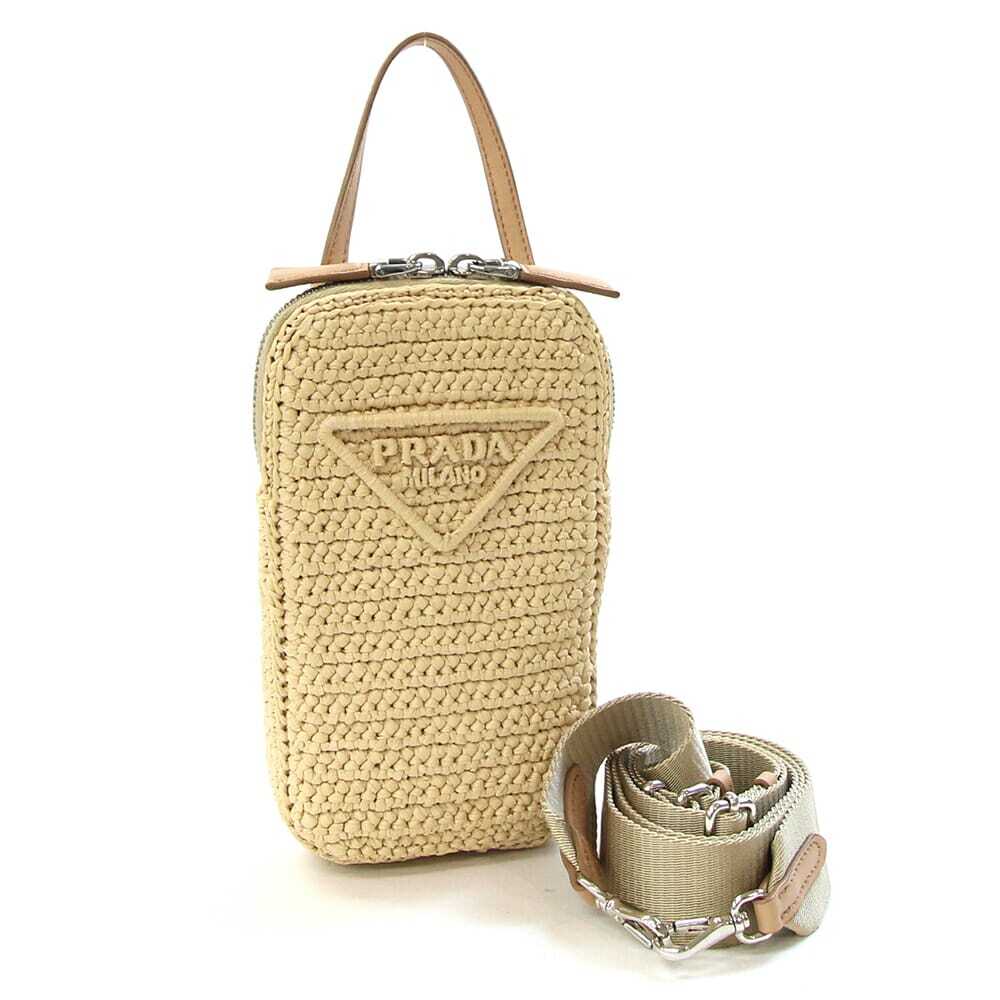 プラダ 2WAYショルダーバッグ 1BP027 ナチュラル ベージュ ラフィア レザー 中古 斜め掛け ハンドバッグ ポシェット拍卖