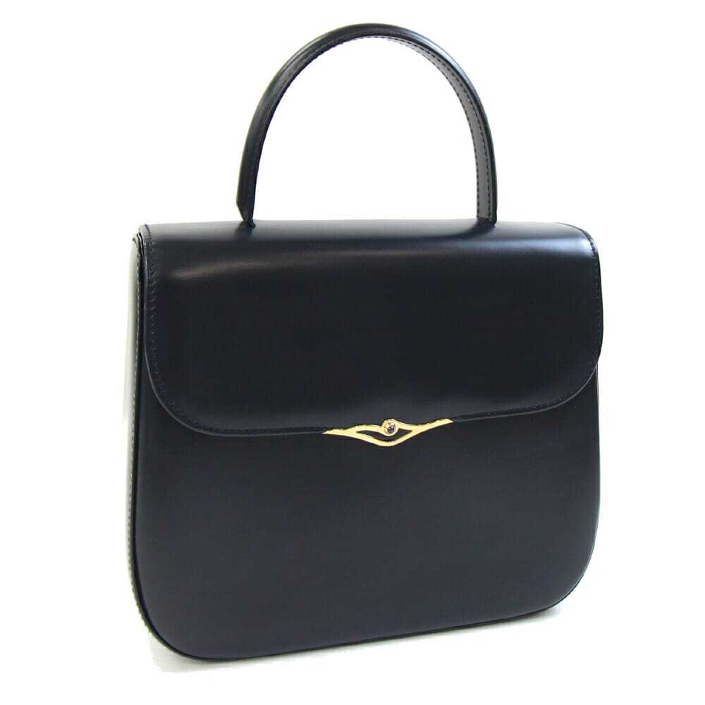 カルティエ ハンドバッグ サファイアライン ダークネイビー レザー 中古 ヴィンテージ オールド レア クラッシック フォーマル拍卖