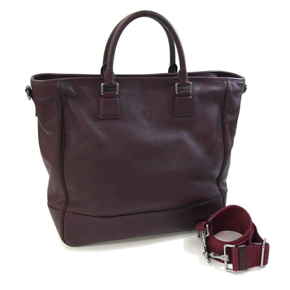 ロエベ 2WAYハンドバッグ アナグラム アマソナトート 339.73.F86 ボルドー レザー 中古 ショルダーバッグ拍卖