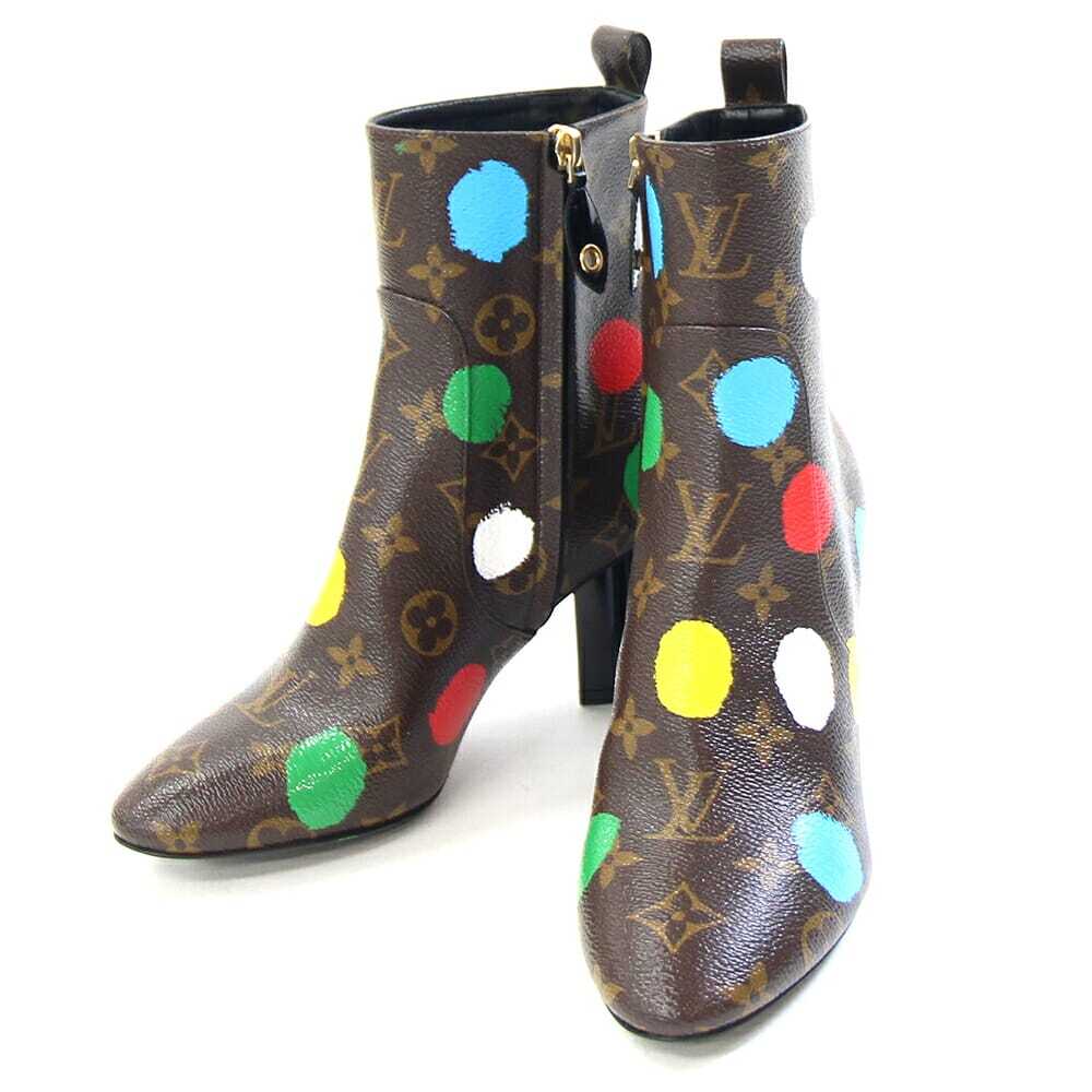 ルイヴィトン レディースシューズ ルイヴィトン×草間彌生 シルエット ライン アンクルブーツ サイズ36 中古 ペインティッド拍卖
