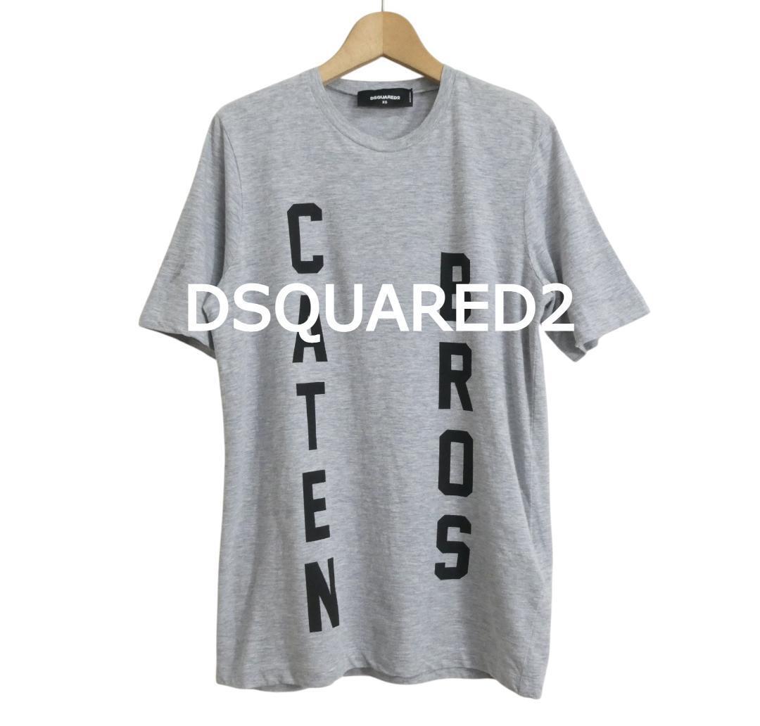 極美品 タグ付き DSQUARED2 ディースクエアード サイズXS プリント クルーネック 半袖 Tシャツ カットソー 灰 グレー拍卖