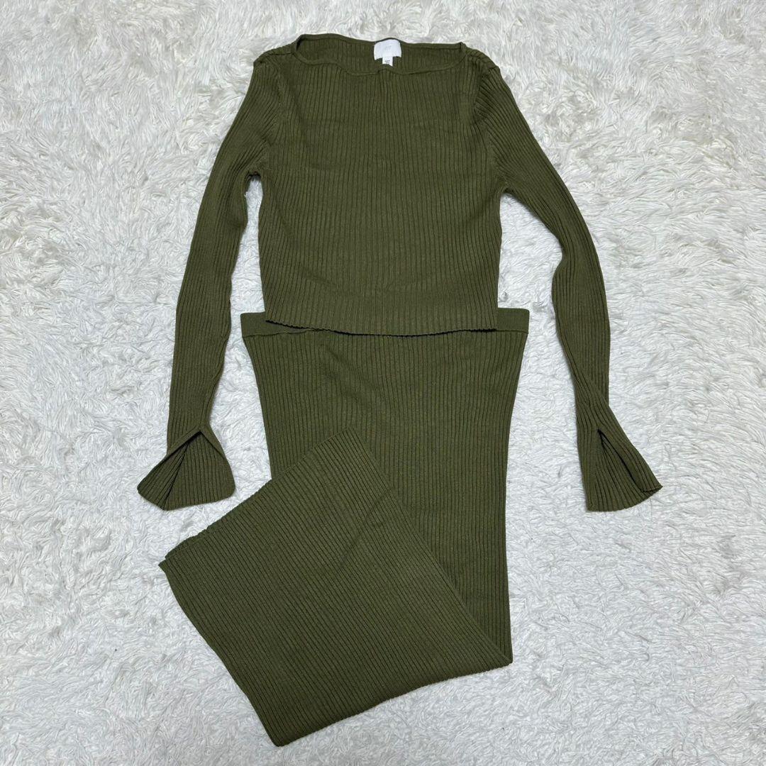 【エイチアンドエム】/H&M/セットアップ/M/オリーブグリーン/リブ編み拍卖