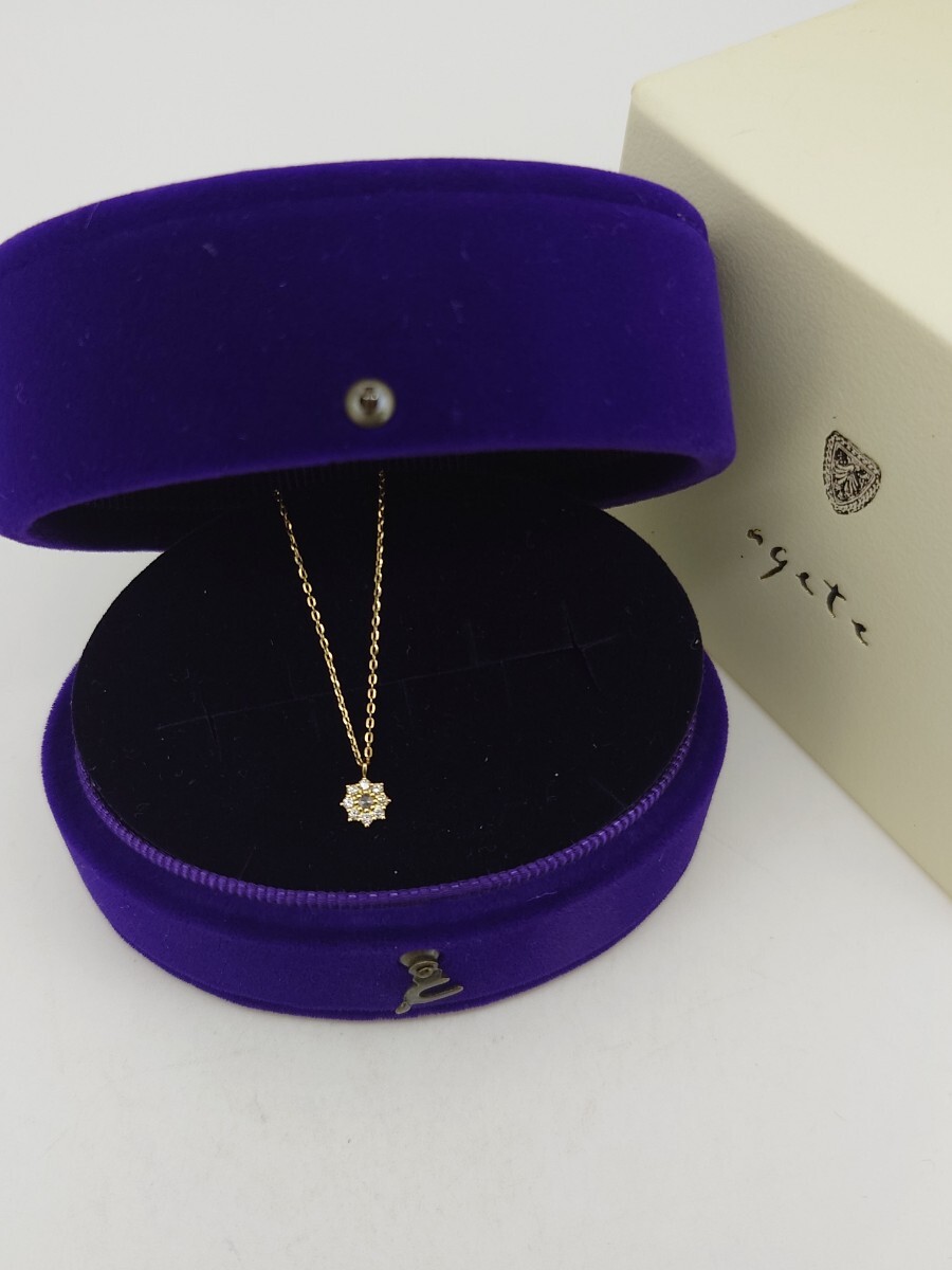 agete アガット k18 ダイヤモンド ネックレス 0.06拍卖