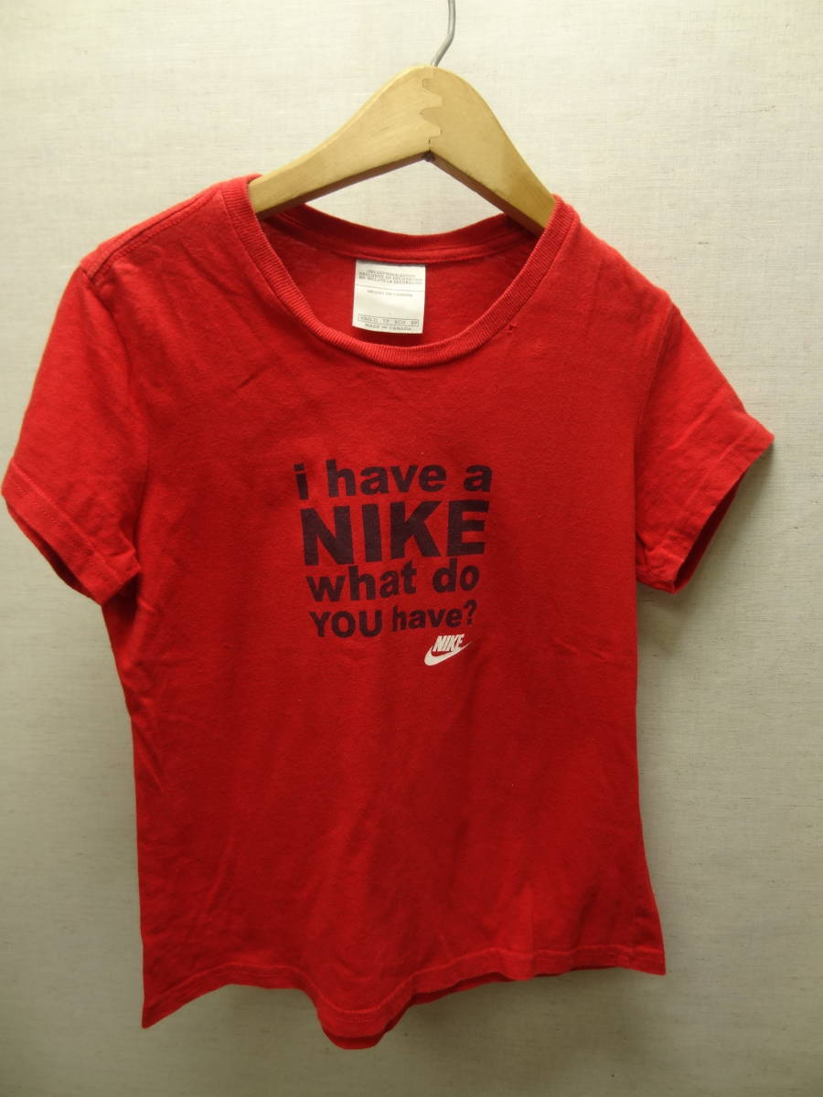 全国送料無料 レア!!ナイキ NIKE カナダ製 子供服キッズ 男&女の子 綿100%素材 半袖 赤色プリントTシャツ 130(XS)拍卖