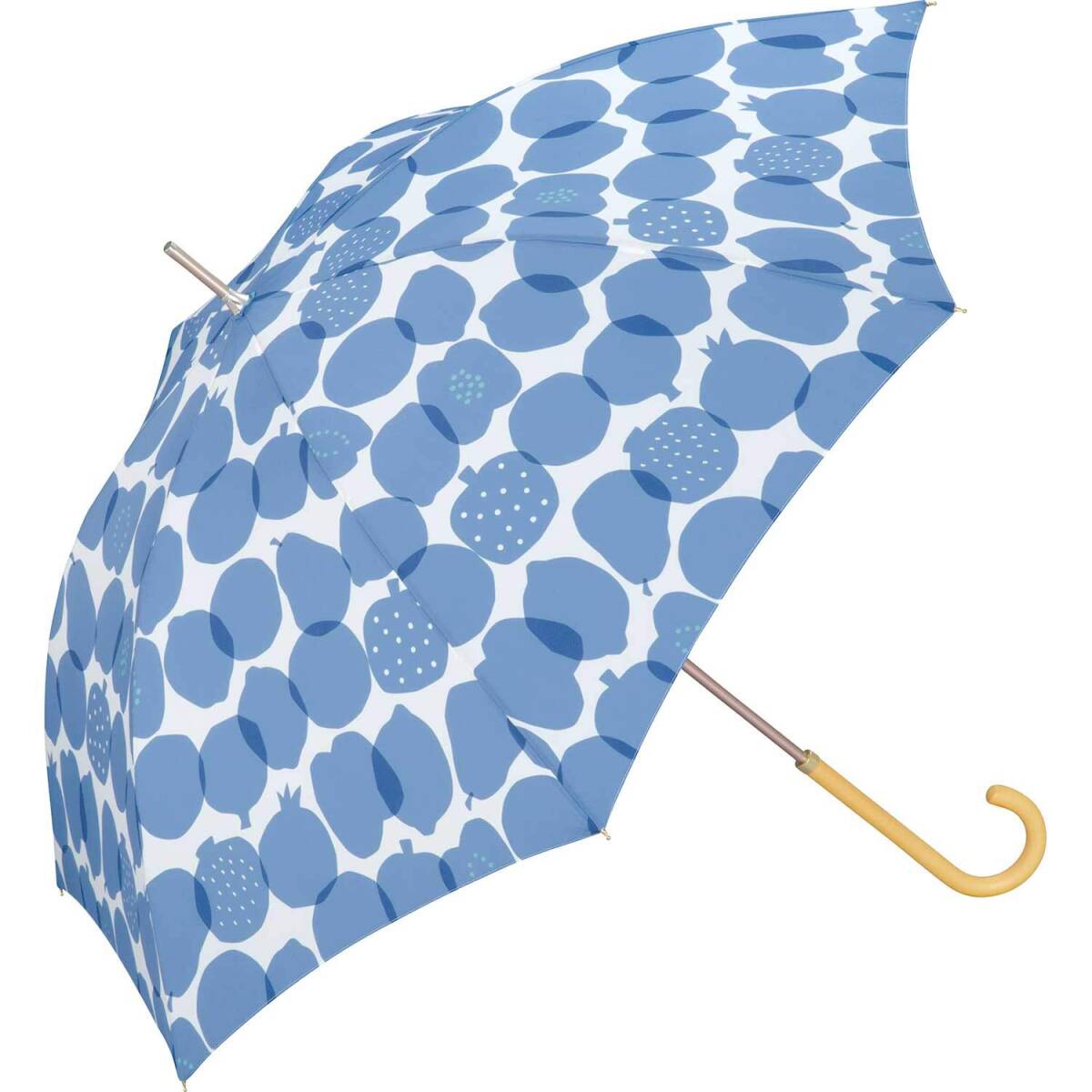 UVカット紫外線カット遮光日傘熱中症対策 撥水軽量晴雨兼用/定価3200円/新品同様Wpc.フルーツブルー58cm雨傘グラスファイバー長傘おまけ付拍卖