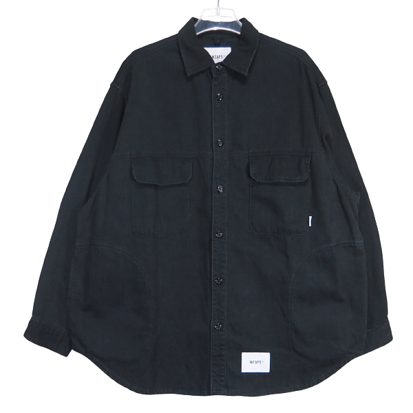WTAPS ダブルタップス 23SS WCPO/LS/COTTON.DENIM ダブルシーピーオー ロングスリーブ コットン デニム シャツ ブラック 長袖 Junz拍卖