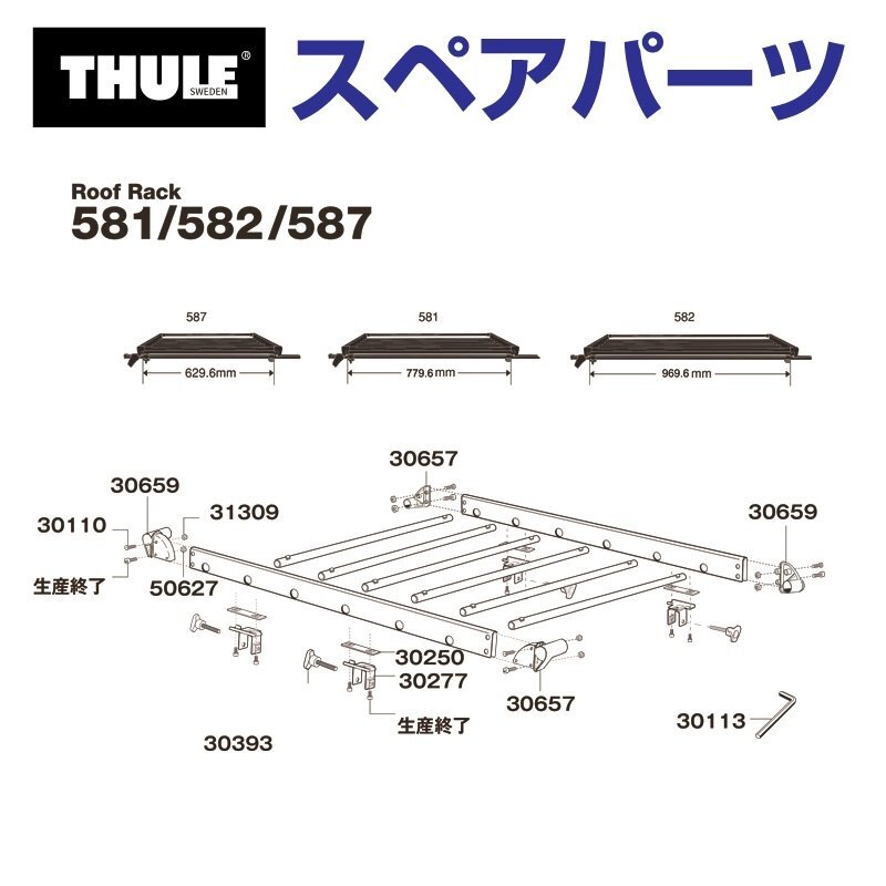 THULE スーリー スペアパーツ コーナーキャップL 30657 TH1500030657 (バスケット Thule Roof Rack 581 582 587) 送料無料拍卖