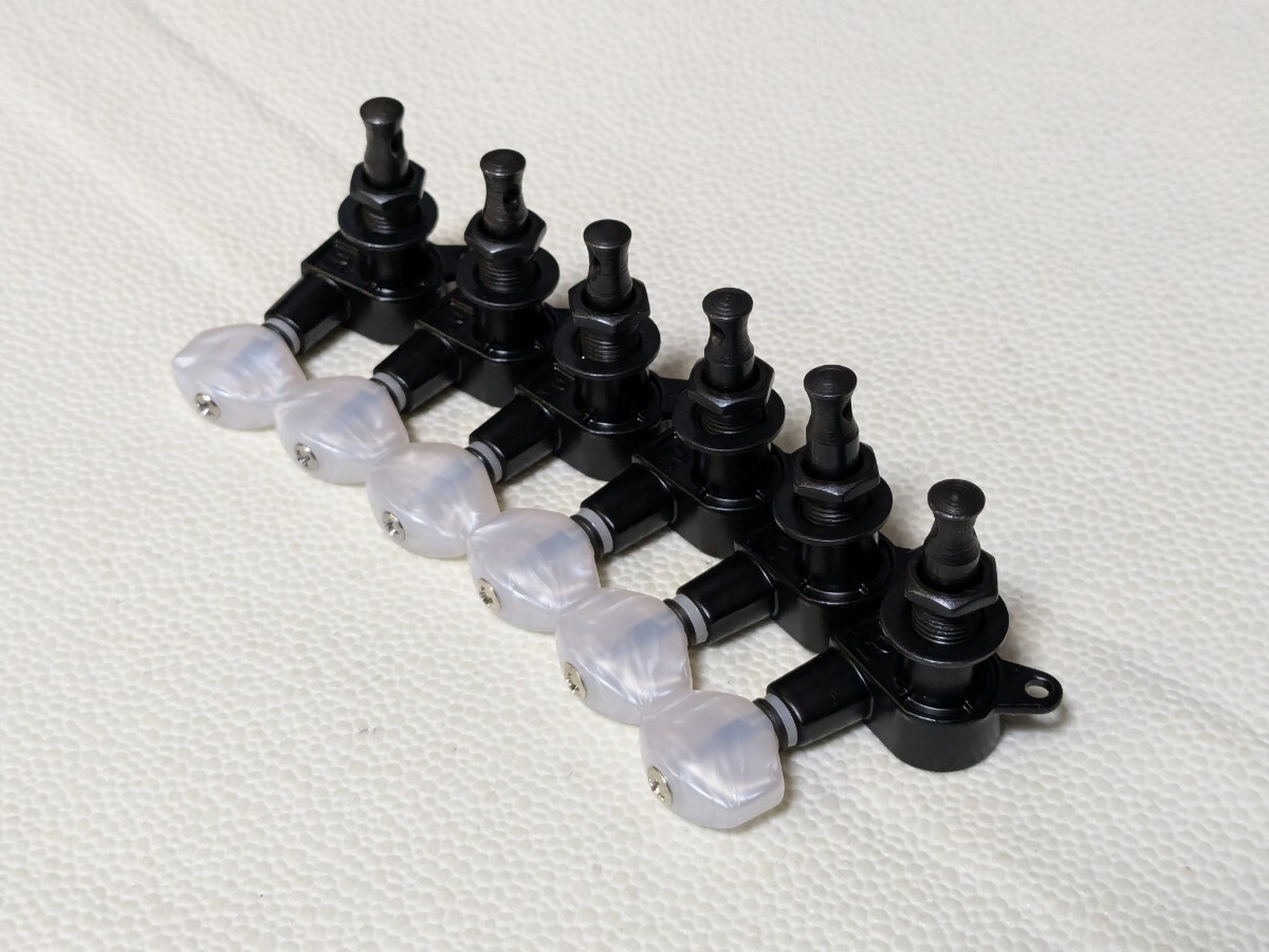 ギター用 ペグ 片側6連 未使用品 黒 ホワイトパーロイド拍卖