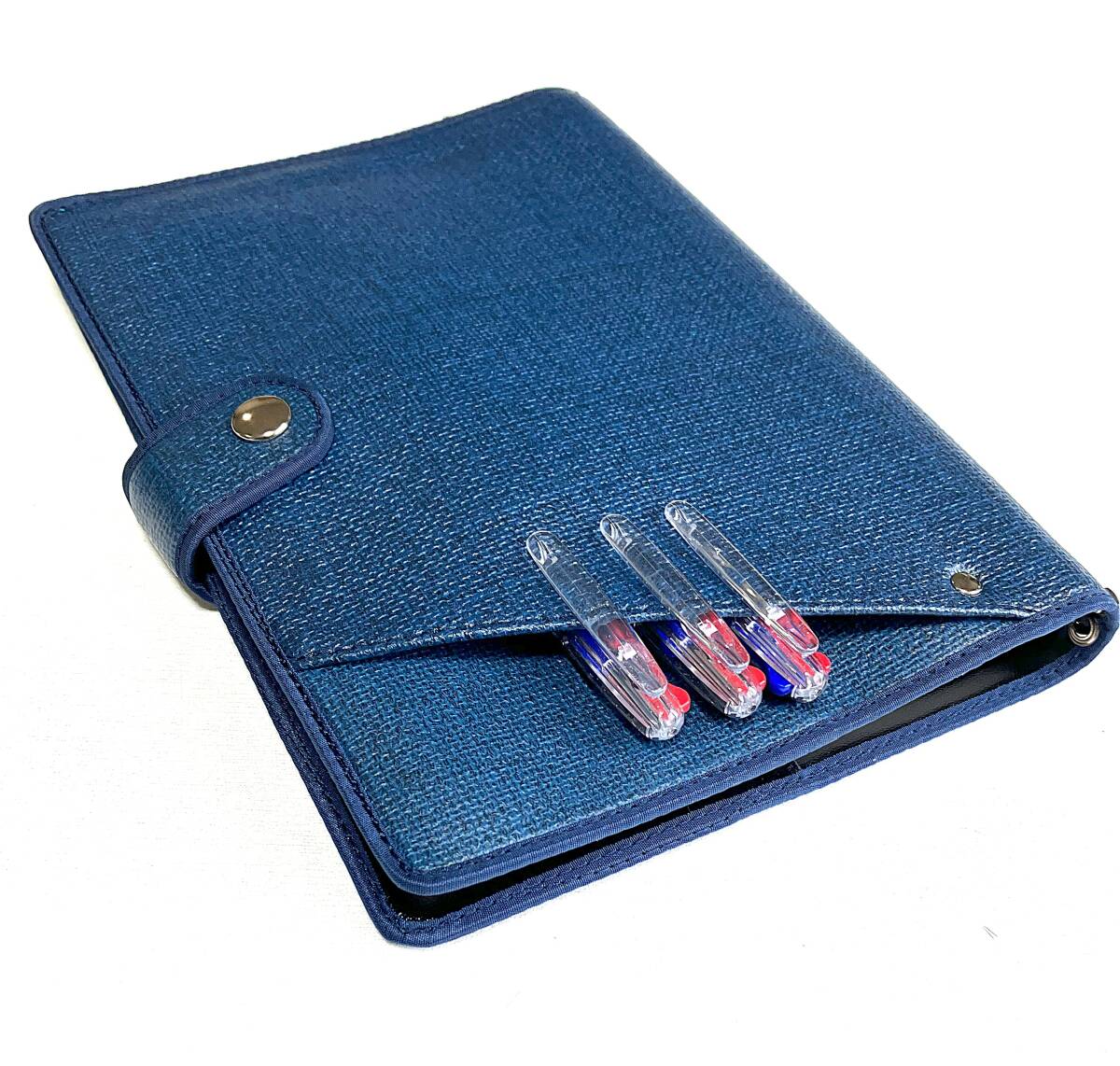 A5サイズ【Cover pocke付きノートカバー】2冊用■ベルト止め■サニー■ネイビー拍卖