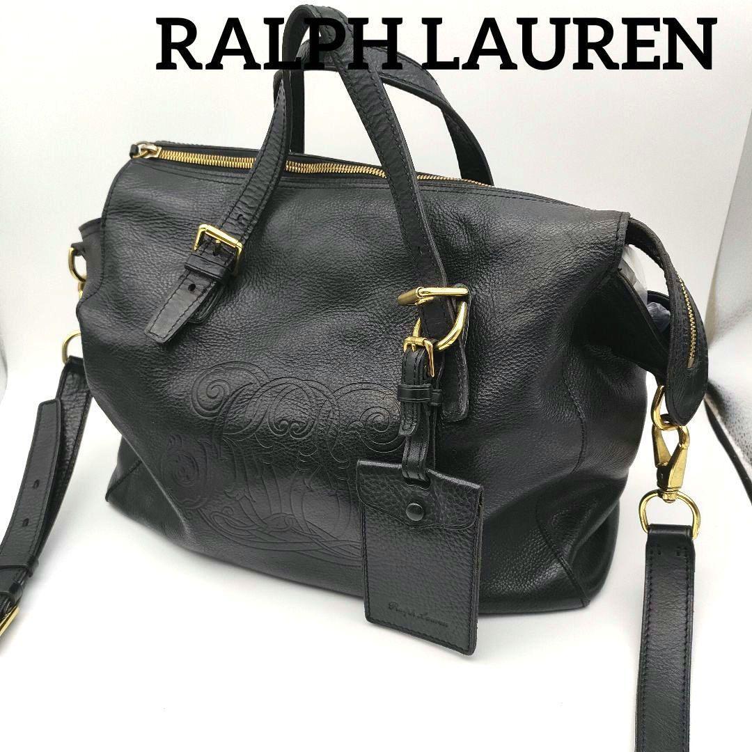 RALPH LAUREN ラルフローレン ショルダーバッグ 2way レザー ブラック レディース メンズ ハンドバッグ レザー ロゴ拍卖