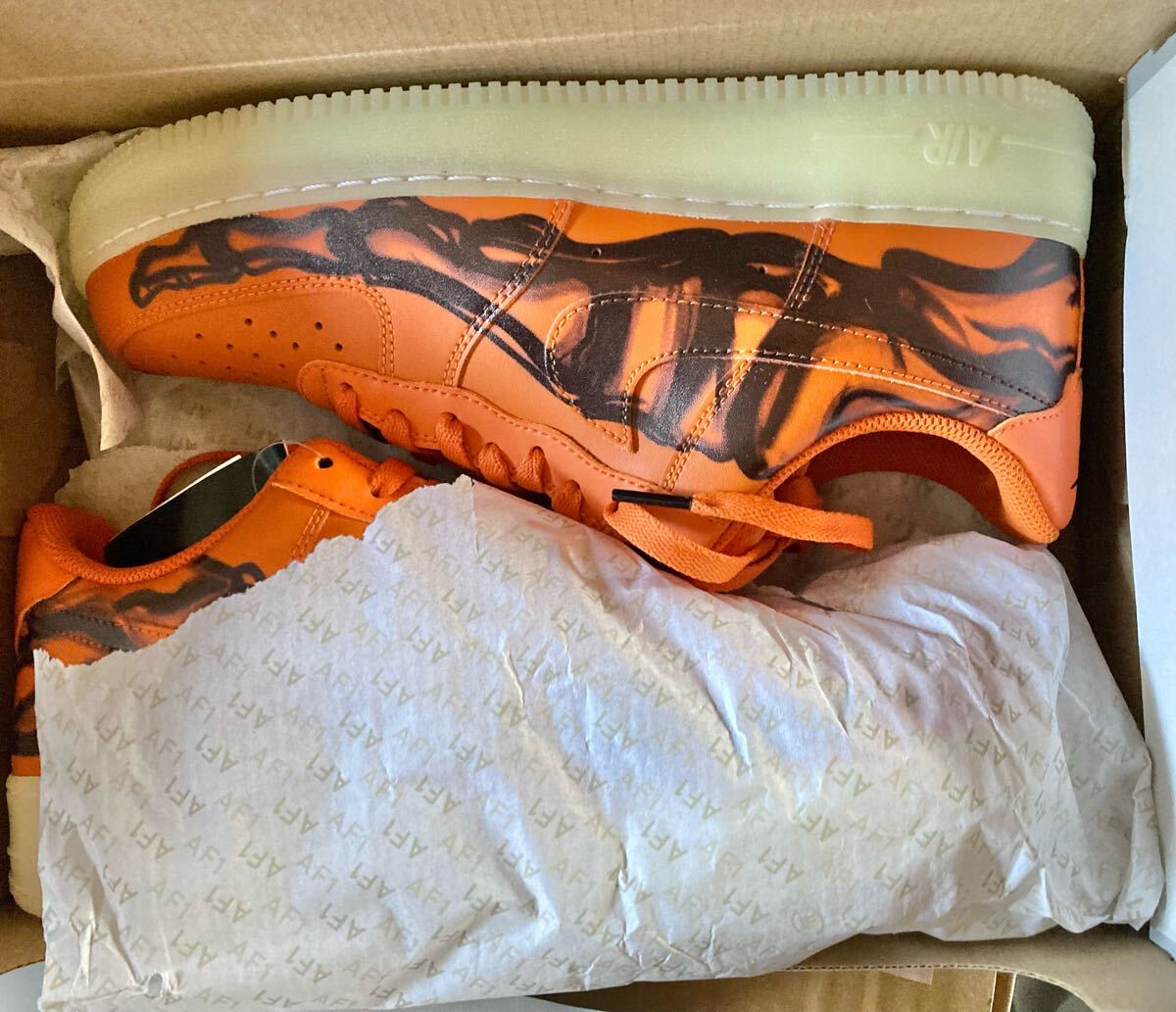 28cm NIKE AIR FORCE 1 LOW 07 SKELETON QS ORANGE CU8067-800 ナイキ エアフォース1 ロー スケルトン 箱プチプチ二重巻のまま発送します拍卖