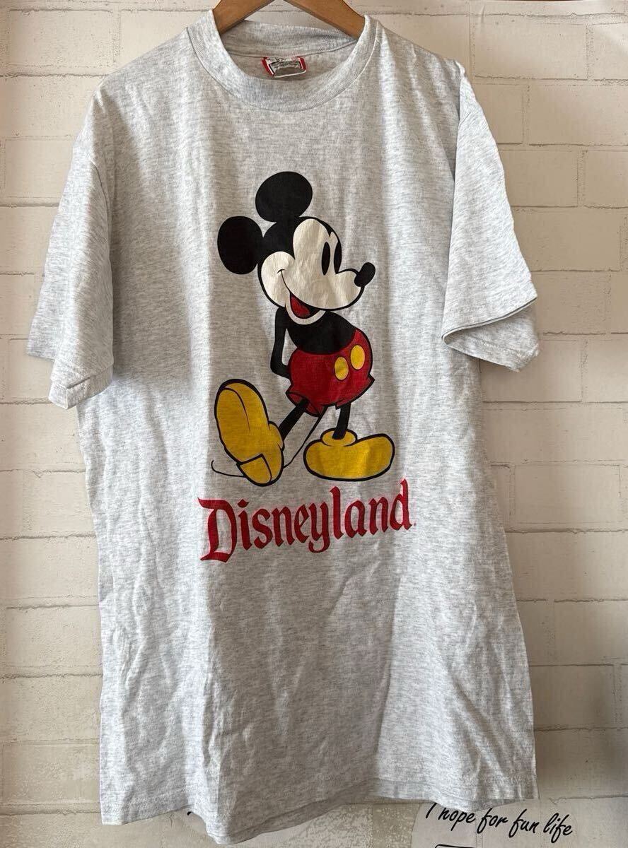ディズニーミッキー Tシャツ 半袖 ミッキーマウス アメリカ製 グレー系拍卖