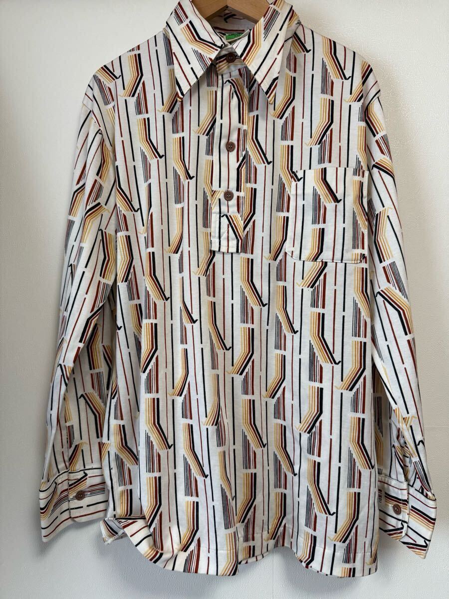 VEPERO イタリアンカラー ストライプ 長袖シャツ 古着 拍卖