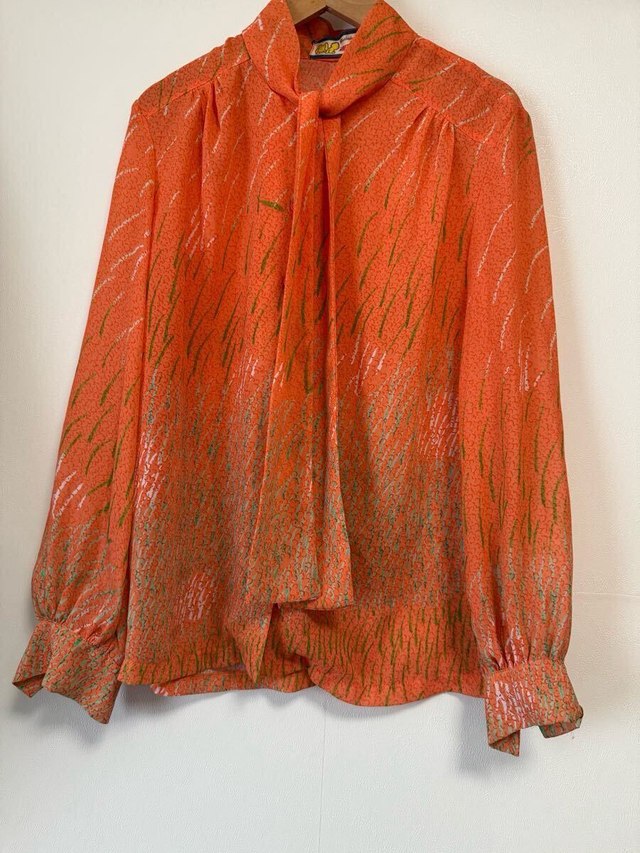 週間女性 昭和レトロ ブラウス 長袖 トップス M拍卖