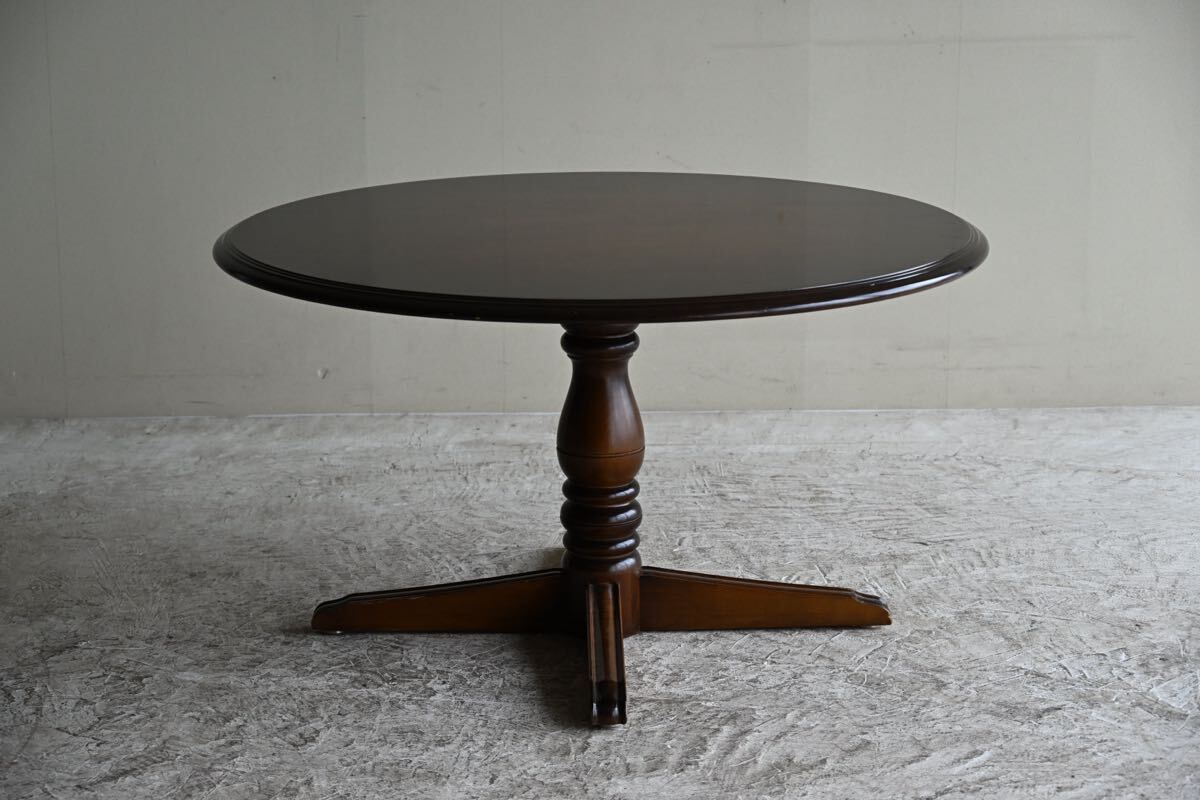 【美品】 ラウンドテーブル 重厚 丸テーブル カフェテーブル ダイニングテーブル 食卓 飛騨産業? 拍卖