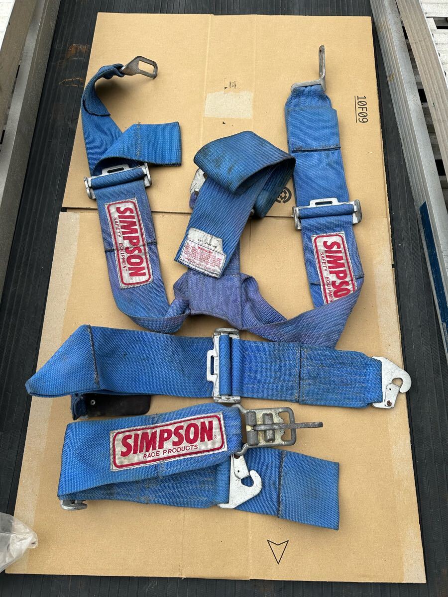 SIMPSON 4点式ベルト カムロック 青 ビンテージ ヴィンテージ 当時もの シートベルト 3インチ ドラッグレース拍卖