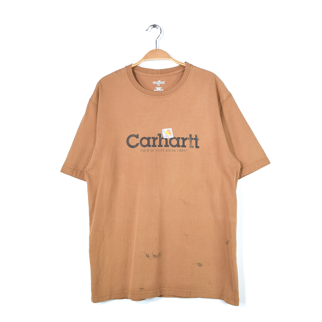 【送料無料】カーハート Tシャツ からし色 マスタード 雰囲気系 CARHARTT メンズM 古着 @BE9010拍卖