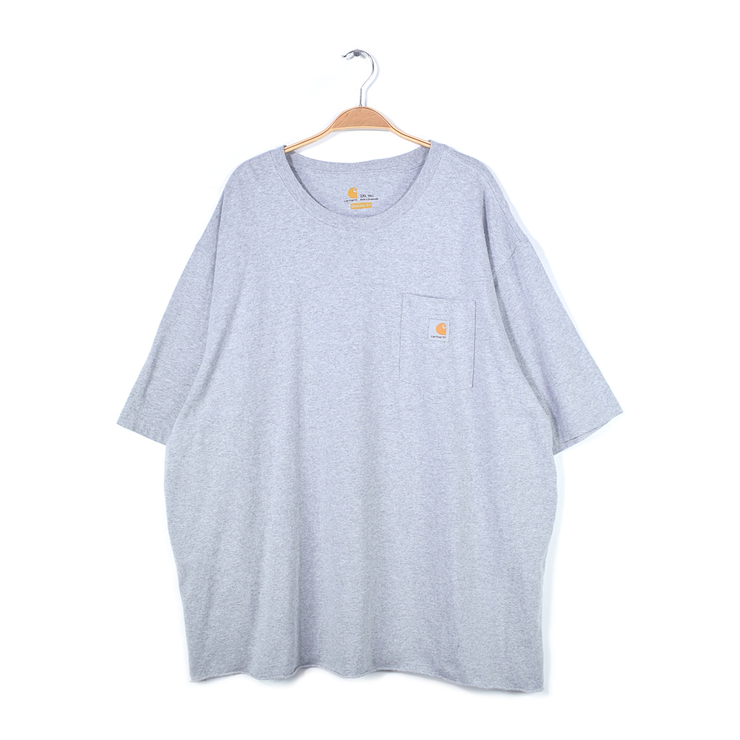 【送料無料】カーハート Tシャツ ポケット付き ポケT グレー CARHARTT 大きいサイズ メンズ2XL 古着 @BE9012拍卖