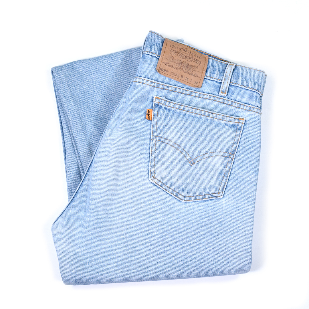 【送料無料】90s リーバイス 505 メキシコ製 ストレート アイスブルー ジーンズ デニムパンツ W34 Levis ジーパン 古着 @EA9144拍卖