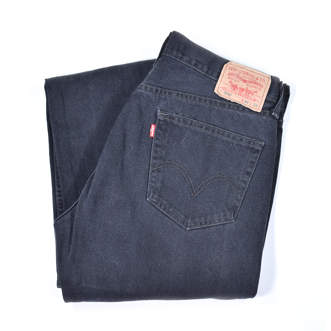 【送料無料】リーバイス 505 ストレート ブラック ジッパー ジーンズ W34 Levis 古着 @EA9147拍卖