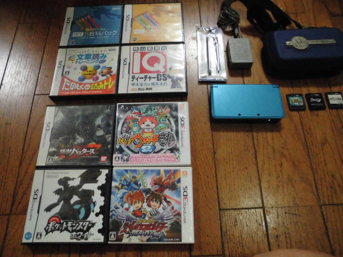 即決★任天堂 Nintendo★3DS本体 ライトブルー CTR-001+電源コード+社外タッチペン★ ポケモン デジモン 他教材ソフト 全12種拍卖