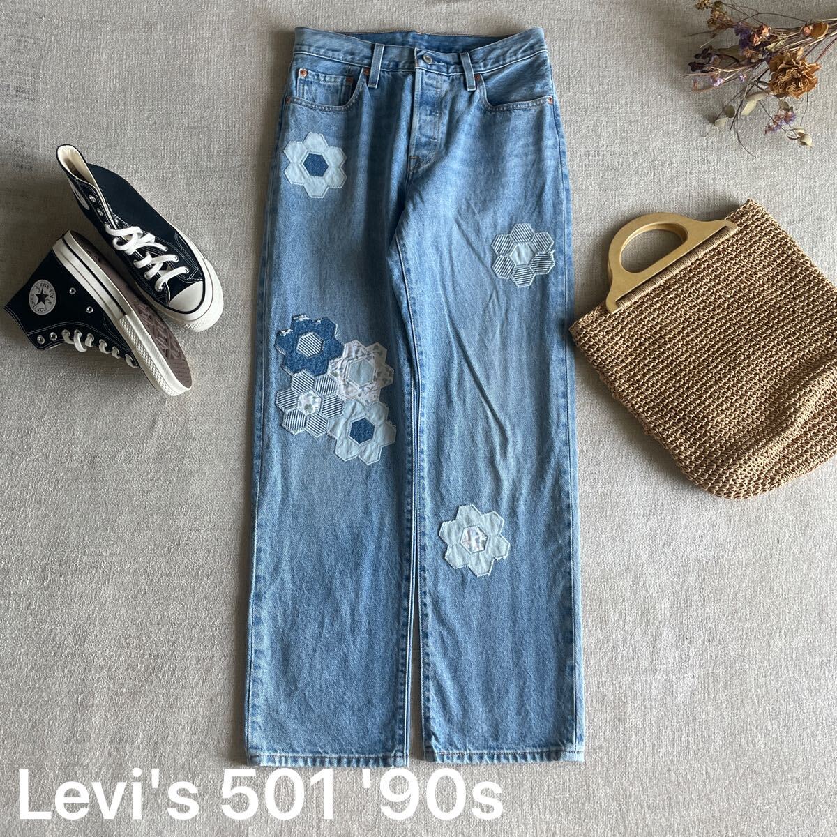 リーバイス 501(R)'90S ミディアムインディゴ デニムパンツ フラワー レトロ レディース27インチ 美品 ジーンズ ジーパル ボトムス拍卖