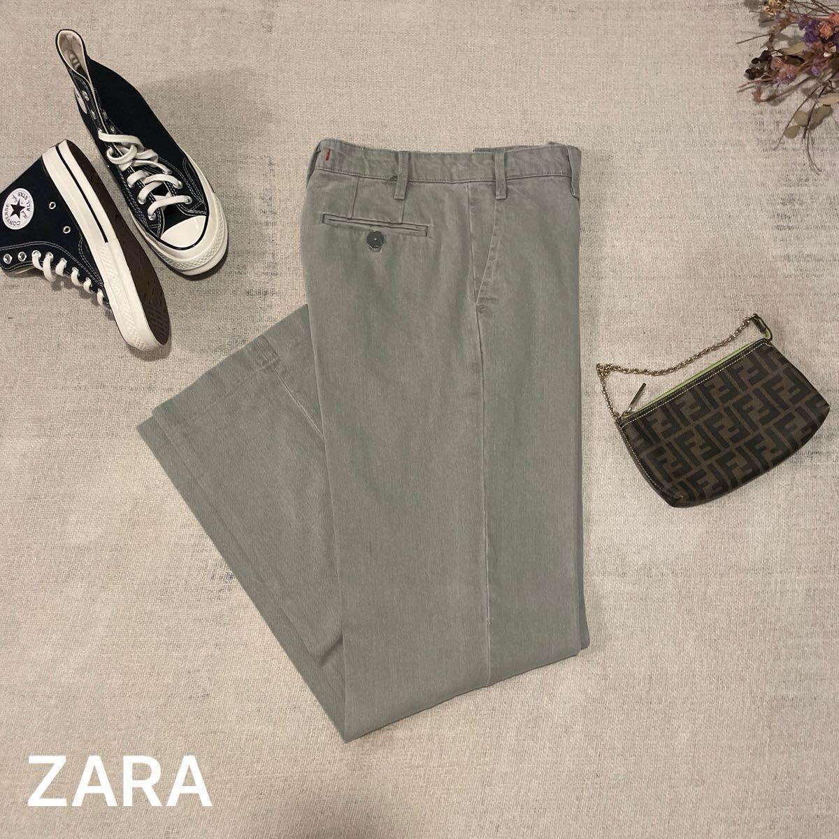 ZARA ZW COLLECTION チノパンツ カーキ レディースXSサイズ ワークパンツ ボトムス ワイドパンツ ワークパンツ ザラ 未使用拍卖