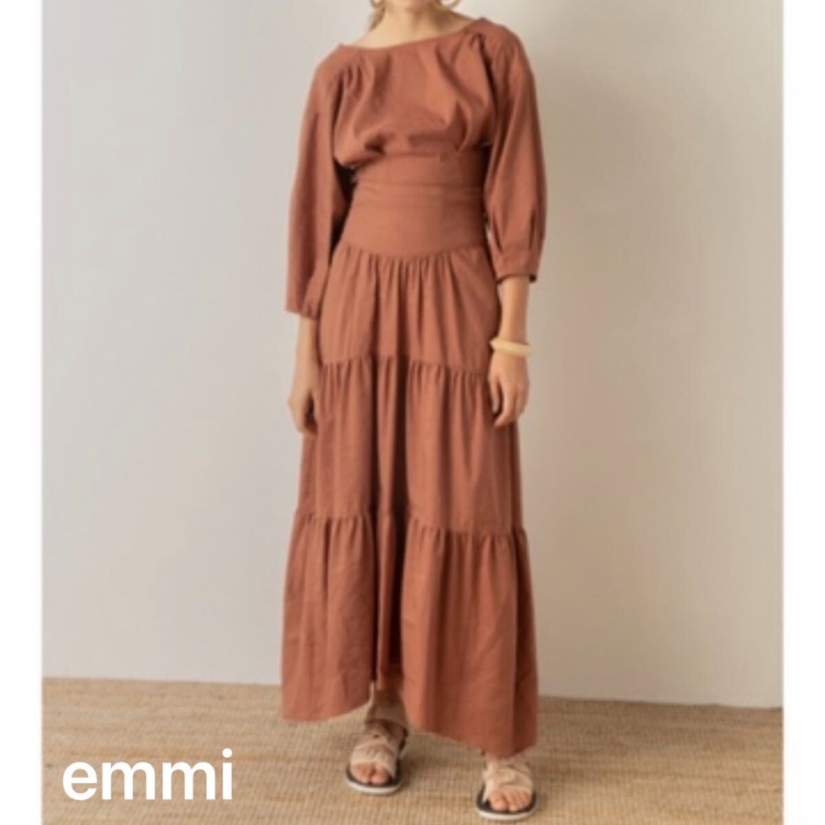 emmi atelier ティアードスカート フレアスカート ハイウエスト コルセット ロング マキシ ドレス サイズ1 エミ 美品拍卖