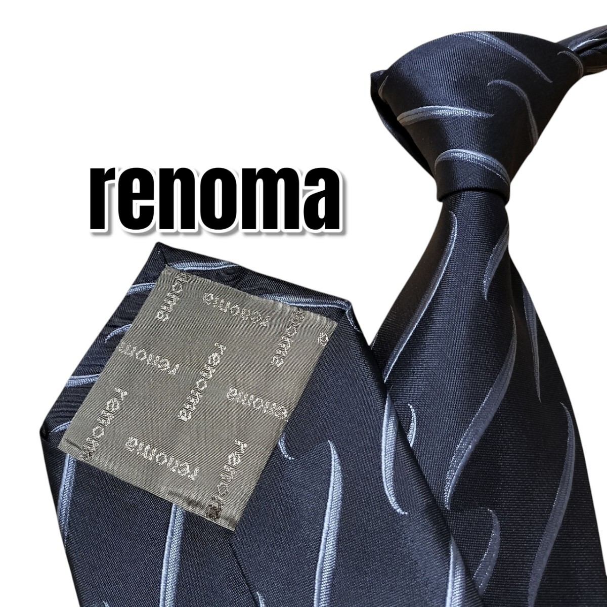 renoma レノマ ネイビー系 総柄 日本製拍卖