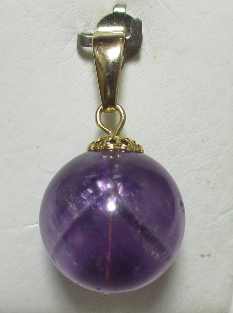 bzg■天然石ペンダントトップ■ アメジスト 16ミリ玉拍卖