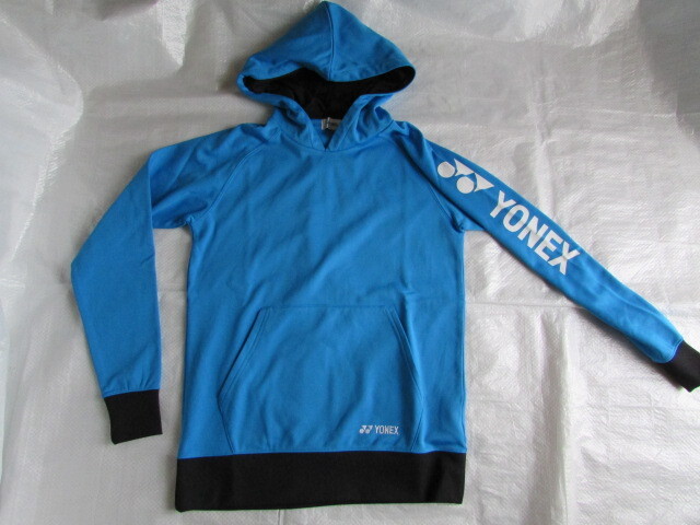 メンズ Sサイズ yonex 起毛裏地 長袖 フーディー USED きれい ヨネックス フード パーカー ジャケット 明るいブルー系 ジュニア お子様にも拍卖