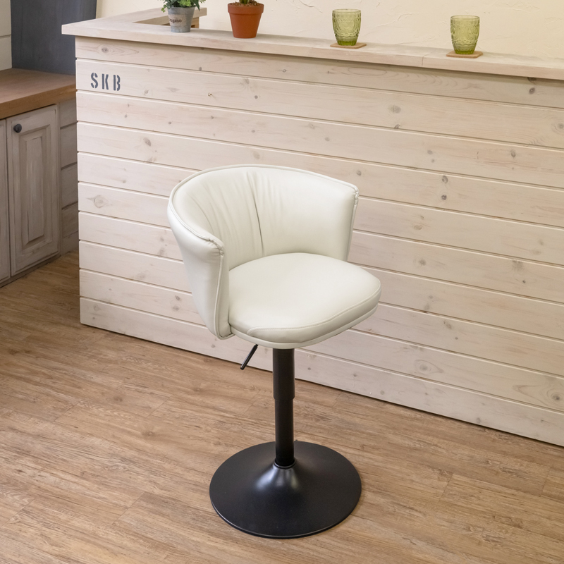 カウンター バーチェア 昇降 回転座面 44.5~51.5cm PUレザー ダイニング 椅子 HAY-12 アイボリー(IV)拍卖