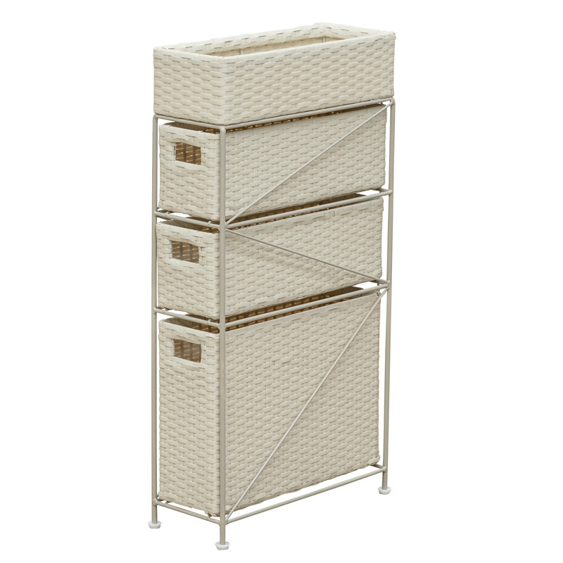 すき間ラック ラタン風 ランドリーチェスト 外寸 幅16cm位 スリム 省スペース 3段引き出し 隙間収納 TME-06 アイボリー(IV)拍卖