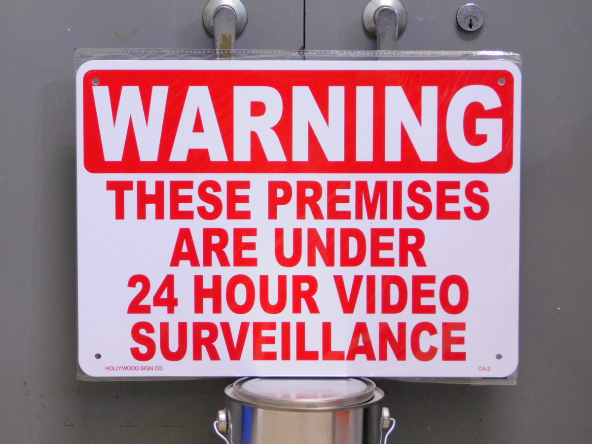 サインプレート CA-2 《24時間監視中 WARNING》 アメリカ 看板 ガレージ サインボード セキュリティ拍卖