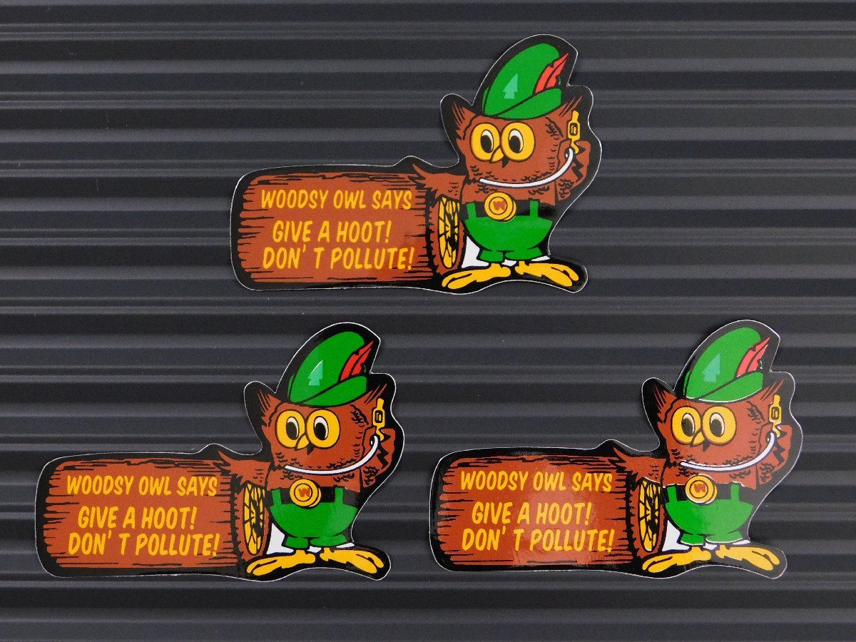 ◆送料\110◆【WOODSY OWL・ウッディオウル】※《レーシングステッカー/3枚セット》 アメリカン雑貨 ガレージ拍卖