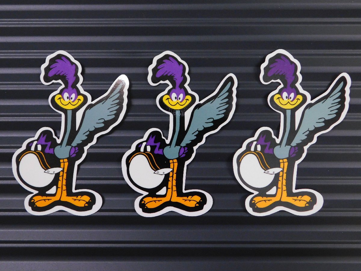 ◆送料\110◆【ロードランナー・ヘルメット】※《レーシングステッカー/3枚セット》 (品番ms046) アメリカン雑貨 ガレージ拍卖