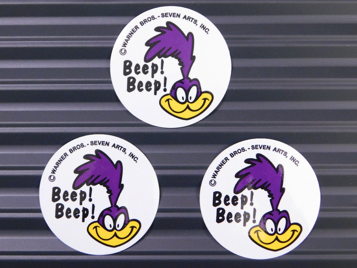 ◆送料\110◆【Beep!Beep!・ロードランナー】※《レーシングステッカー/3枚セット》 (品番ms047) アメリカン雑貨 ガレージ拍卖