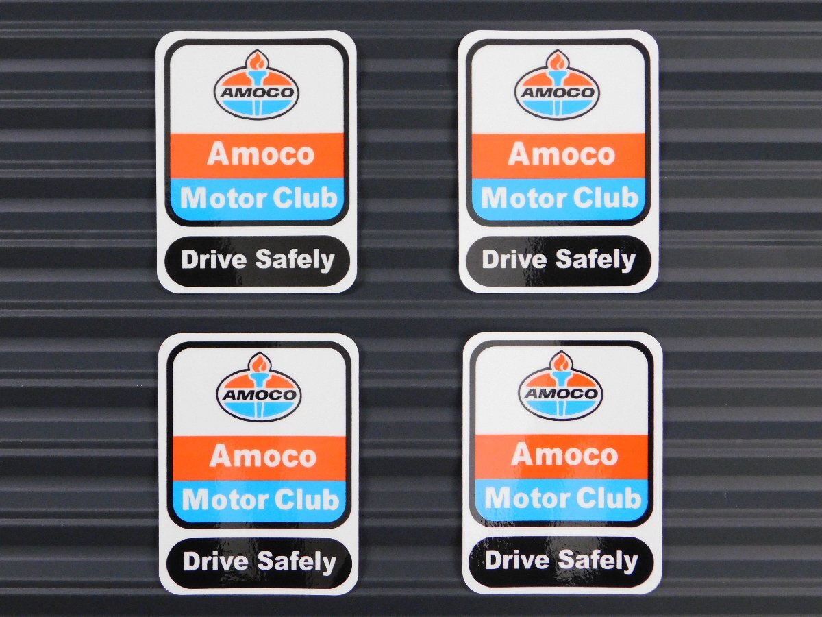 ◆送料\110◆【Amoco Motor Club・アモコ モータークラブ】※《レーシングステッカー/4枚セット》 アメリカン雑貨 ガレージ拍卖