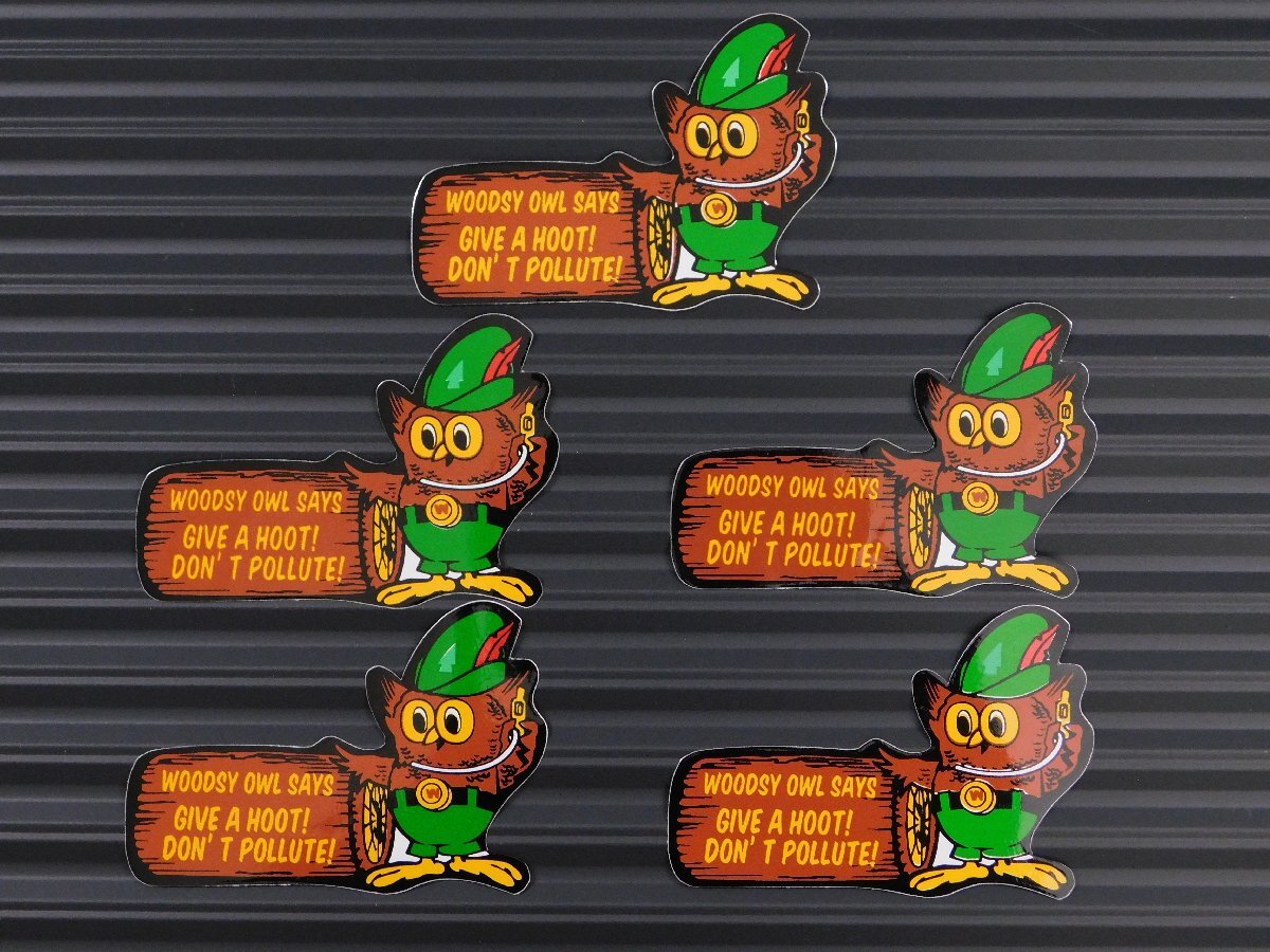 ◆送料\110◆【WOODSY OWL・ウッディオウル】※《レーシングステッカー/5枚セット》 アメリカン雑貨 ガレージ拍卖