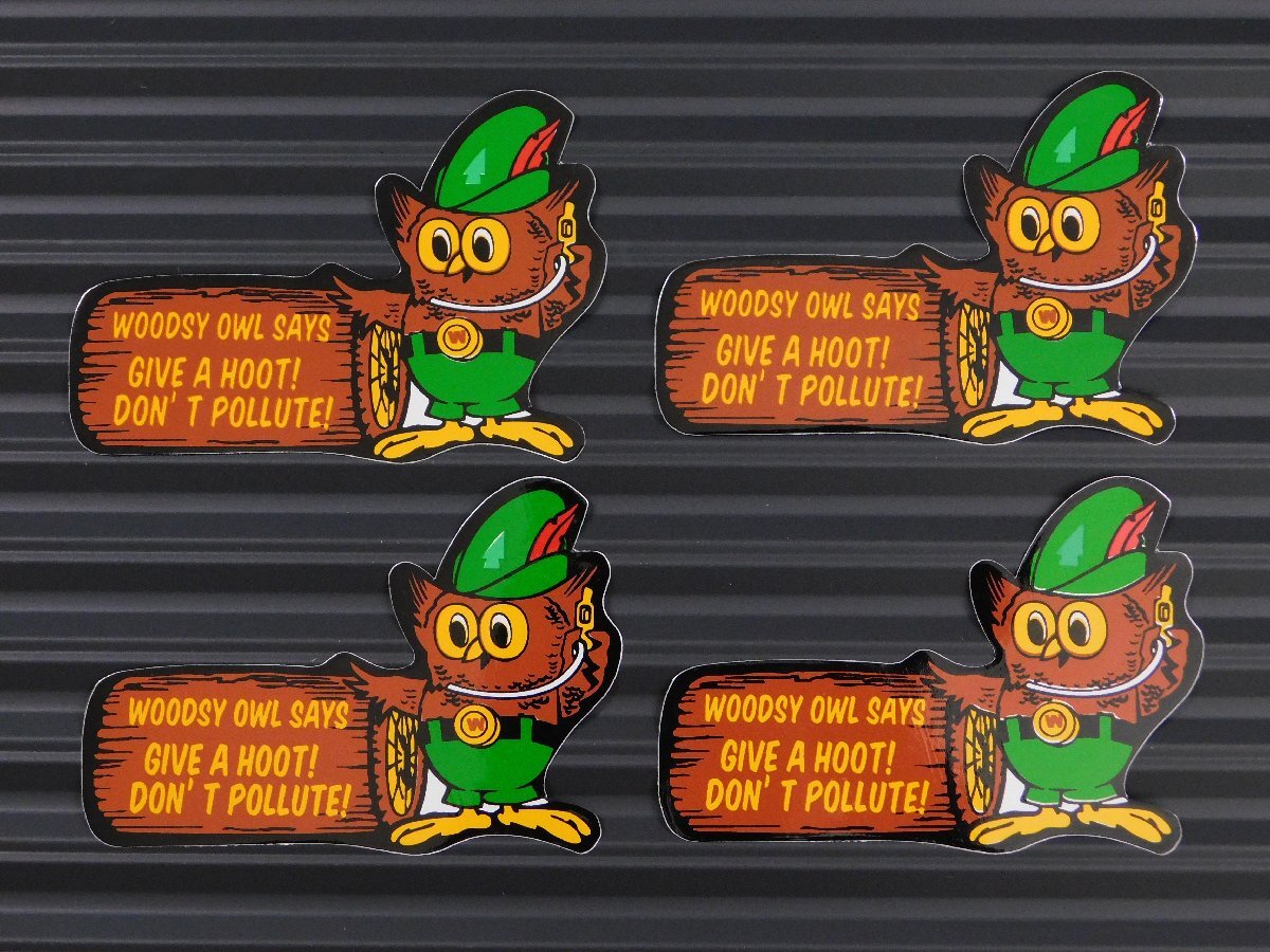 ◆送料\110◆【WOODSY OWL・ウッディオウル】※《レーシングステッカー/4枚セット》 アメリカン雑貨 ガレージ拍卖