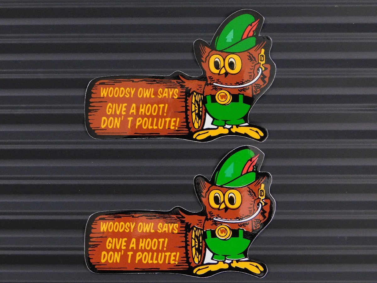 ◆送料\110◆【WOODSY OWL・ウッディオウル】※《レーシングステッカー/2枚セット》 アメリカン雑貨 ガレージ拍卖