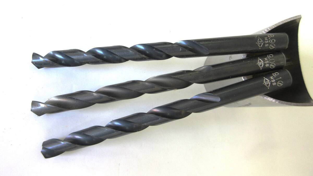 在庫処分未使用品 KOBELCOコベルコ HSSドリルΦ8.9,Φ9.0,Φ9.1各1本セット(KOBELCOコベルコ無い場合三菱マテリアルになります)拍卖