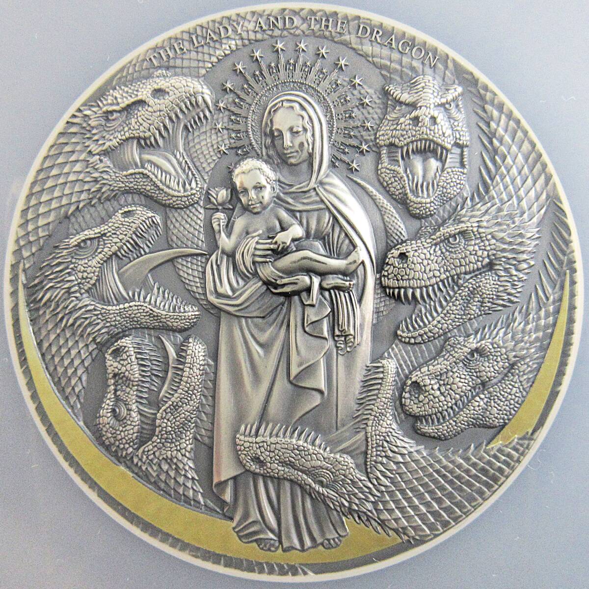 【最新版】カメルーン銀貨 3,000フラン 2021年 Lady & the Dragon NGC MS70 アンティーク仕上げ 3oz 金彩 First Releases モダンコイン拍卖