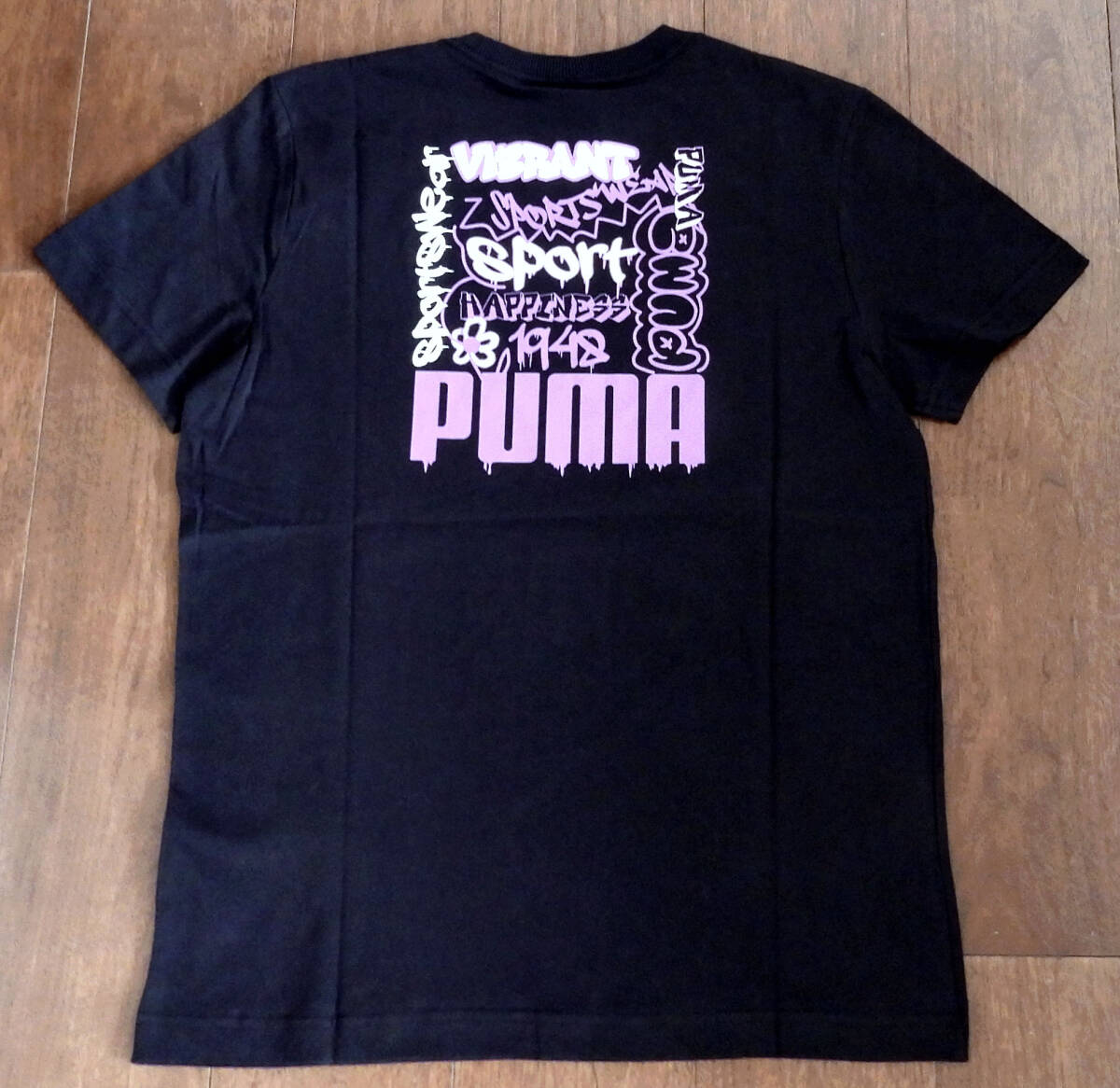 PUMA プーマ 半袖Tシャツ コットン バックプリントTシャツ レディース Lサイズ ブラック【新品未使用】拍卖