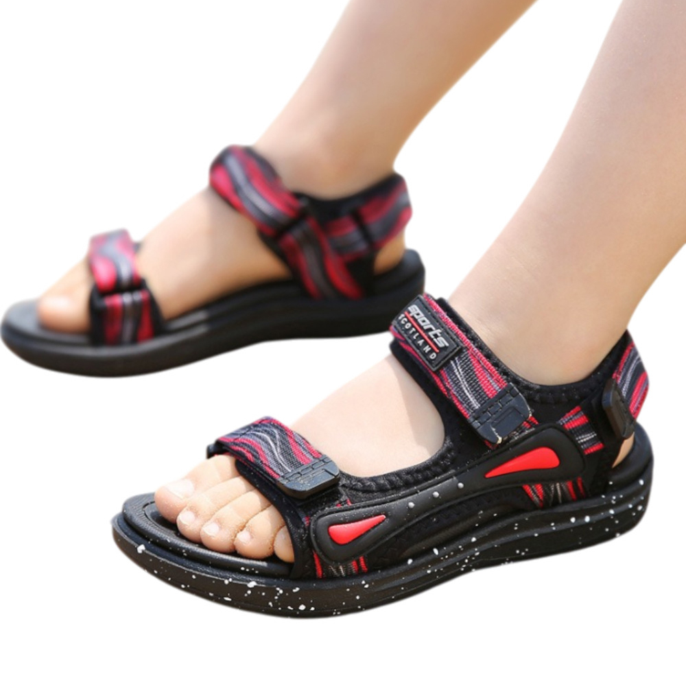 ☆ ブラック×レッド ☆ 33(21.5cm) ☆ キッズ サンダル 軽量 サンダル キッズ 男の子 キッズサンダル 子供 ビーチサンダル 女の子拍卖