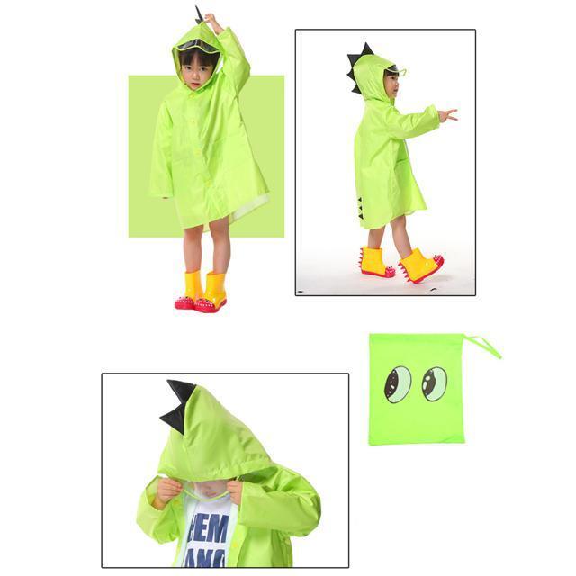 ☆ グリーン ☆ XXXLサイズ レインコート キッズ 恐竜 通販 子供 おしゃれ かわいい 幼稚園 保育園 小学校 低学年 通園 通学 フード付き拍卖